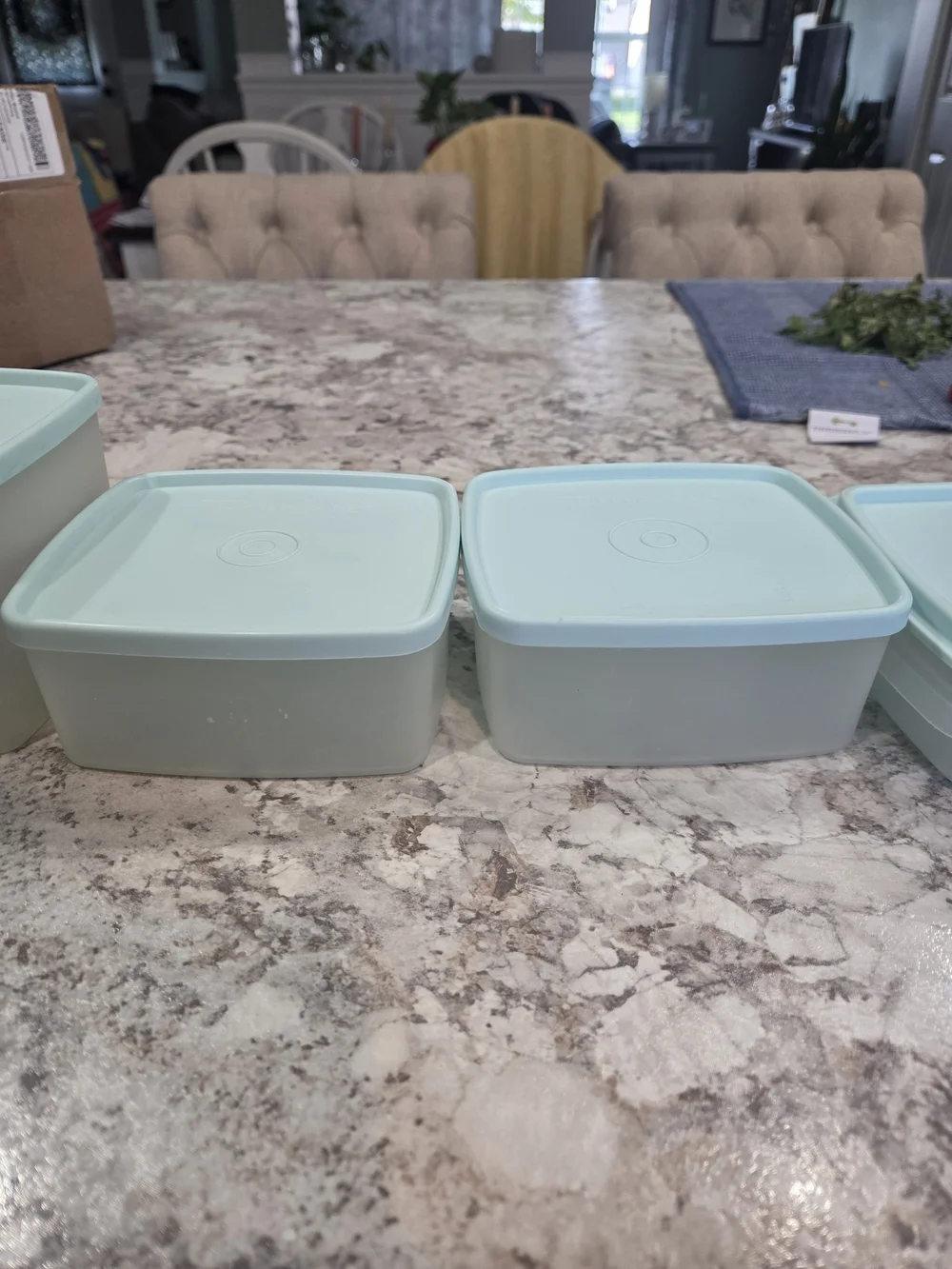S/5 Vintage Aqua Tupperware Square A Way Large/Small Sandwich/Deli Meat Keeper